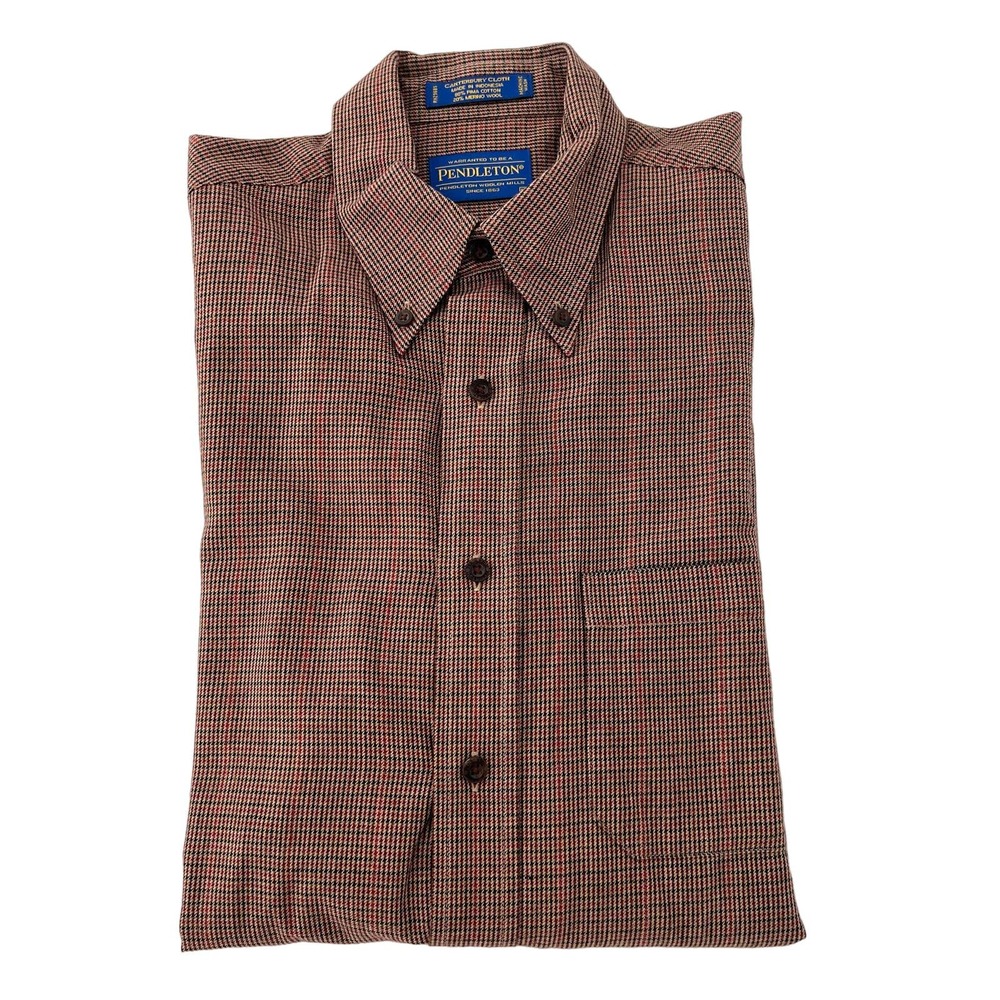 Pendleton Micro Houndstooth Wool Blend Button Fro… - image 1